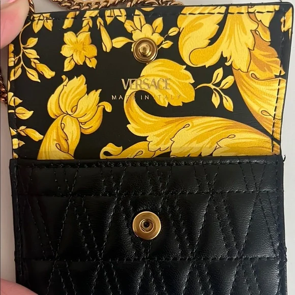 Versace Quilted Black Crossbody with Gold Accents - Picture 4 of 4